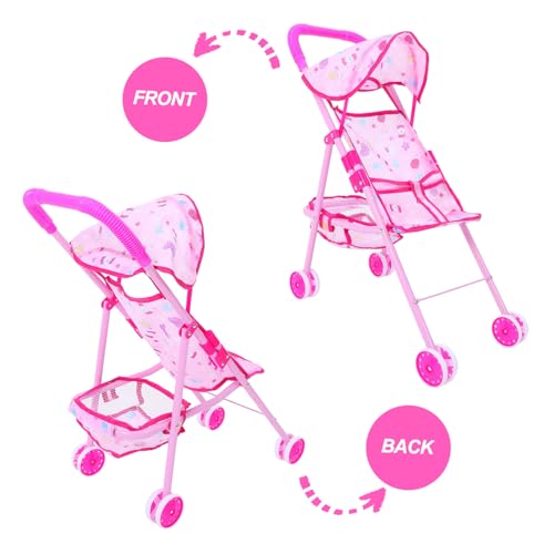 VICASKY Puppenwagen Modell mit Klappbarem Design Leicht Robust und Sicher für Mädchen und Zubehör für Puppenhaus Rollenspiele – Bild 4