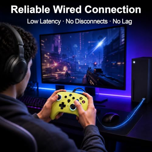 Image of UGAME Wired Controller for Xbox One Series X S PC,RGB Light Control with 1000Hz Polling Rate ALPS Stick,Plug and Play Remote with Back Paddles Turbo,Enjoy Precise Smoother Gameplay