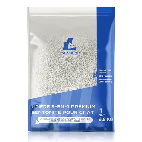 Litière pour Chat, Litière Chat de qualité supérieure à Base de bentonite, sans poussière et sans Odeur - Sac de 6,8 kg - sous Licence Officielle de LALAHOME
