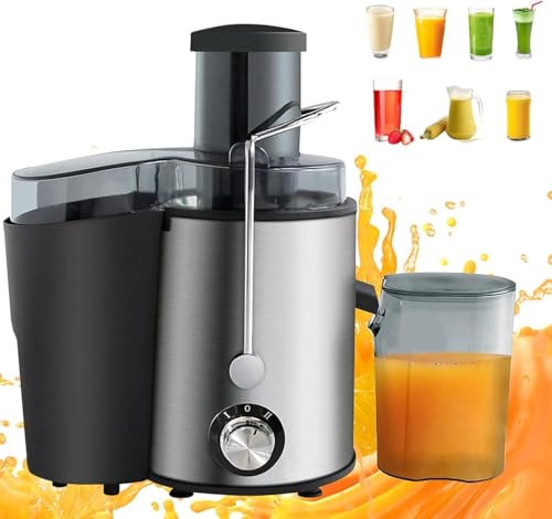 Juicer Máquinas, 800 W Jujos para Frutas y Verduras, Extractor de Jugo de Acero Inoxidable con Boca Ancha, Dos ajustes de Velocidad, máquina de extracto de Rendimiento de Jugo más Alto con c