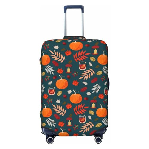 Autumn With Pumpkins For Travel Luggage Cover Suitcase Protector Fits 18-32 Inch Travel Luggage Protector Elastic Luggage Anti-Scratch Suitcase Cover