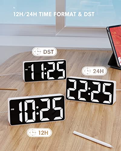 Digital Alarm Clock For Bedroom,Large Display Big Bold Numbers,0-100% Dimmer&Volume,Charging Station,Snooze,Night Light,12H/24H Dst,Loud Small Table Desk Digital Clock For Living Room Decor,Teenager #TOP4