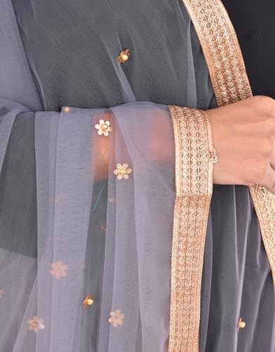 Image of YOUTHQUAKE Women's Embroidered Net Dupatta