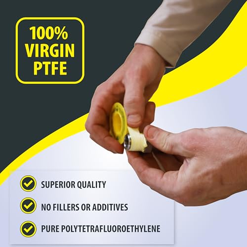 Image of Gasoila Yellow PTFE Thread Seal Tape - Professional-Grade, 1 /2 Inch x 260 Inch, High-Density Thread Tape for Gas Lines- Leak-Proof Seal, Non-Toxic