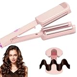 AEMCHDM 32mm Welleneisen für Haare, 3 Temperatureinstellungen Beach Waves Lockenstab, Einstellbare Temperatur (160°C-220°C), Welleneisen Große Wellen für Lange Kurze Haare, Alle Haartypen (Rosa)