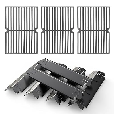 SafBbcue Grill Replacement Parts for Nexgrill 6 Burner 720-0896B 720-0896 720-0898, Cooking Grates and Heat Plates for Nexgrill Deluxe 6 Burner Gas Grill 720-0896E 730-0896 720-0896B Replacement Parts