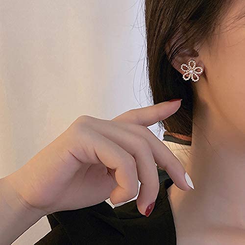 Pearl Flower Stud Earrings With Sweet And Elegant With S925 Silver Needle And14K Gold Plated Gifts Present Valentines Birthday Anniversary Mothers Day Christmasn(Gold) #TOP2