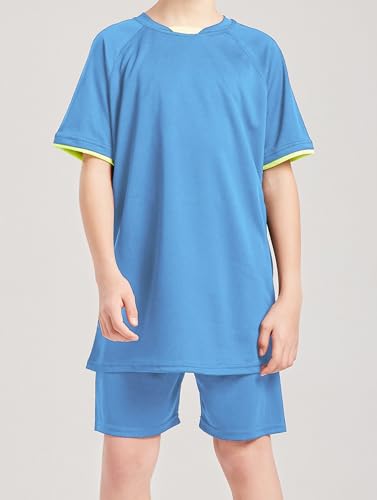 Image of DANI CHINS Boys Loose Athletic Short-Sleeve Shirt and Active Mesh Shorts Set