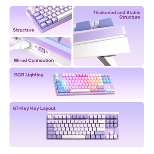 X87 Teclado Mecânico RGB Com Fio 87 Teclas De Jogo Hot-Swappable 11 Efeitos De Luz Teclados PBT Para