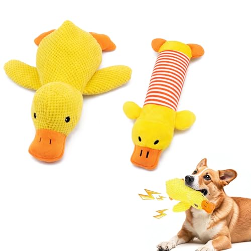 THXFUNAREA 2 Pezzi Giocattolo Cane Giocattolo Sonoro Cane Giocattolo da Masticare Cane Anatra Peluche Gioco Interattivo Cane Pulizia Denti