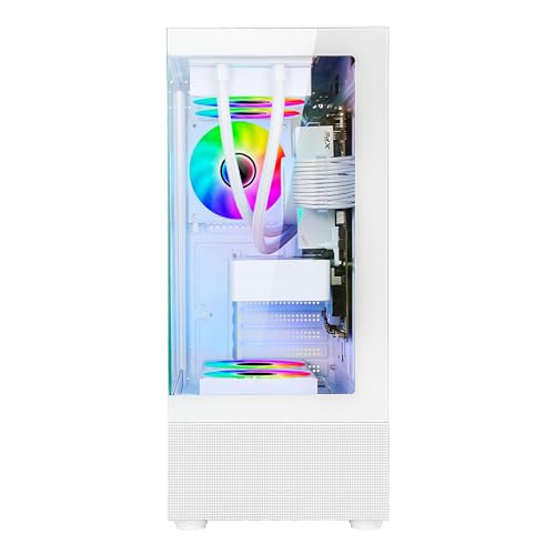 Image of Ant Esports Crystal X2 Mid-Tower Computer Case /Gaming Cabinet - White | Panoramic Glass, LED Control Button | Support ATX, Micro-ATX, Mini-ITX | Pre-Installed 3 ARGB Infinity Mirror Fans