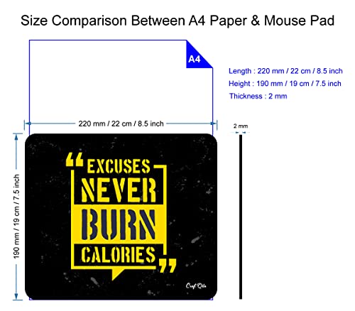 Image of Craft Qila Excuses Never Burn Calories Motivational Mouse Pad for Laptop Computer (8.5 x 7.5 Inches)
