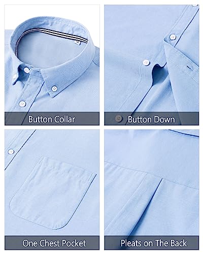 Image of J.VER Men's Oxford Shirt Solid Casual Button Down Collar Shirts Long Sleeve Dress Shirts with Pocket