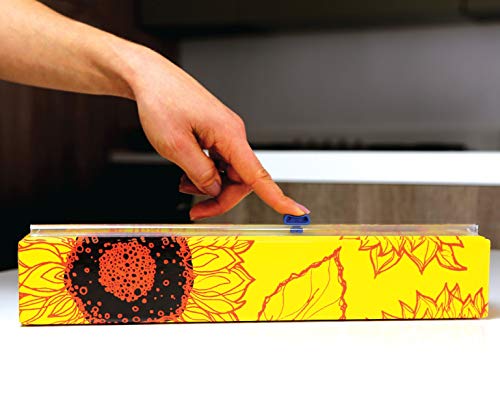 ChicWrap Sunflower Refillable Plastic Wrap Dispenser with Slide Cutter and 250' of Professional BPA Free Plastic Wrap - Thumbnail 6