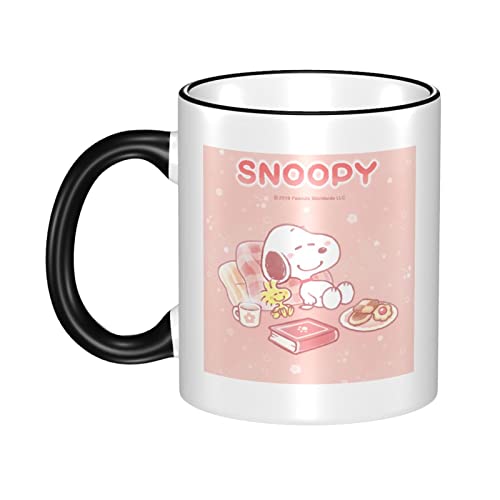 スヌーピー マグカップ 保温・保冷 電子レンジ対応 コーヒーカップ 陶器 セラミック 耐高温 軽量 個性人気 誕生日プレゼント大容量 Black