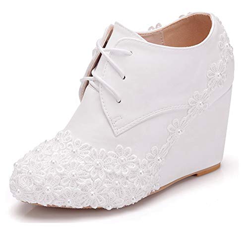 Sandales compensées blanches de 10cm pointure 37 1/3 pour femme