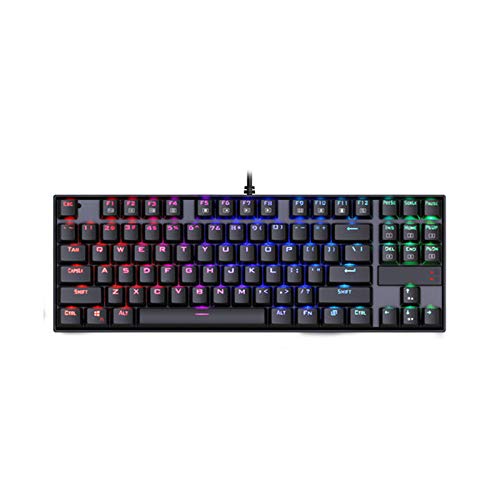 Mechanische Tastatur Gaming, Wired Spiel Esport Tastatur Grüne Achse RGB-LED-Hintergrundbeleuchtung 87 Key Ergonomische Tastatur