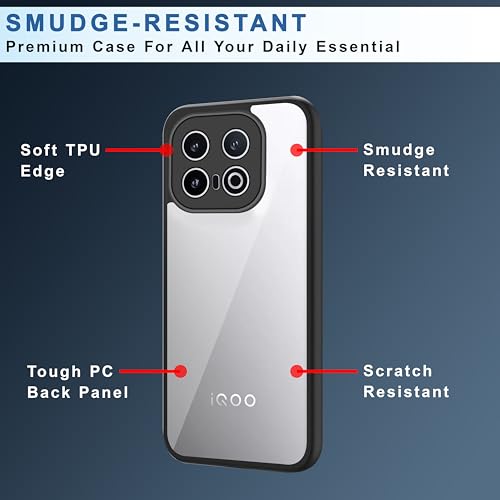 Image of CEDO Backcover for iQOO 13 (5G) | Camera Protection Bump Shockproof Edge | Ultra Hybrid Transparent Acrylic Clear TPU+PC Hard Backcase Cover (Black)