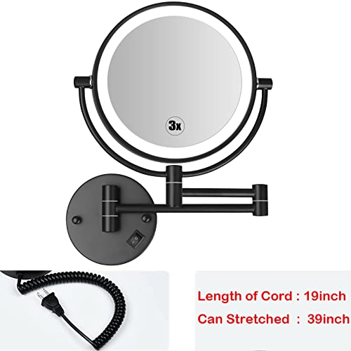 Sanawell Led Wall Mounted Makeup Mirror 8 Inch Double Sided With 1X/3X Magnification Extendable Lighted Magnifying Vanity Mirror With Light 360° Swivel Round Bathroom Mirror Powered By Plug In #TOP5