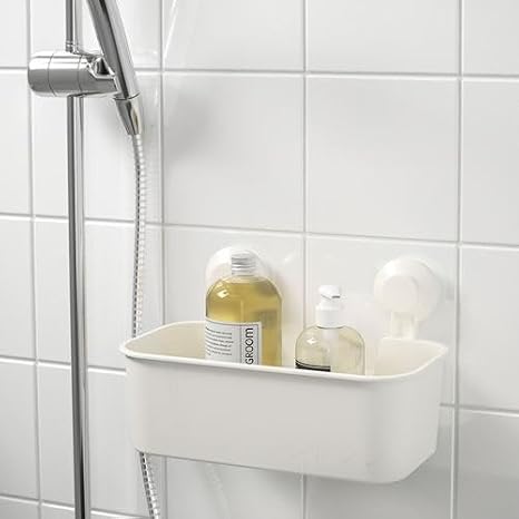 IKEA Beyaz Duş Sepeti Kare Banyo Raf Vantuzlu Banyo Rafı 28x17x17
