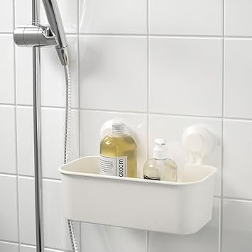 IKEA Beyaz Duş Sepeti Kare Banyo Raf Vantuzlu Banyo Rafı 28x17x17