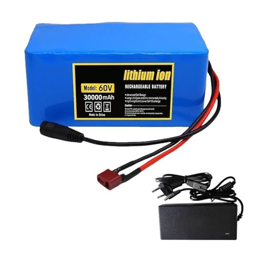 60V 30Ah Lithium Ion Ebike Battery Pack, Waterproof Electric Bike and Scooter Battery with BMS Protection and Charger
