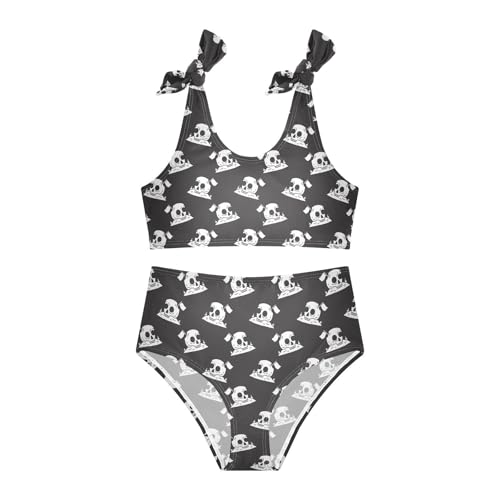 Toddler Girls Bikini Set Gothic Skeleton Swimsuits Kid Bowknot Swimwear 2 Piece Bathing Suit 3-12T3