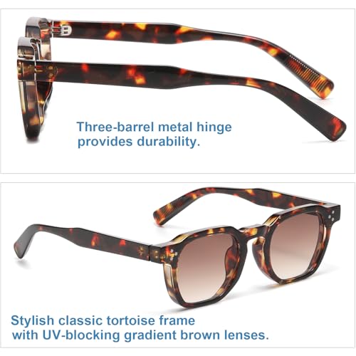Image of Gleyemor Stylish Retro Sunglasses for Men Women Fashion Vintage Square Sunglasses UV400 Protection Shades