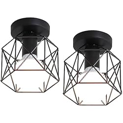 Lampara De Sal Ubicacion Seamoon Lámpara de Techo Retro, Industrial Metal Iluminación de Techo E27 Luminaria de techo geométrica, Lámparas Colgante Vintage para Dormitorio, Sala Estar, Restaurante, Cafetería, Bar, 2 Piezas