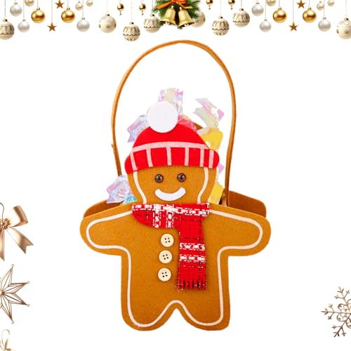 クリスマスお菓子袋 | フェスティブクッキーバッグ ジンジャーブレッドマン,ポータブルジュエリー食品オーガナイザー 子供用,お菓子 景品 学級・クリスマスパーティー favour