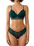 Avidlove Women Sexy Lingerie Set Lace Bra and Panty Sets 2 Piece Lingerie Bralette Sets（Green,M）