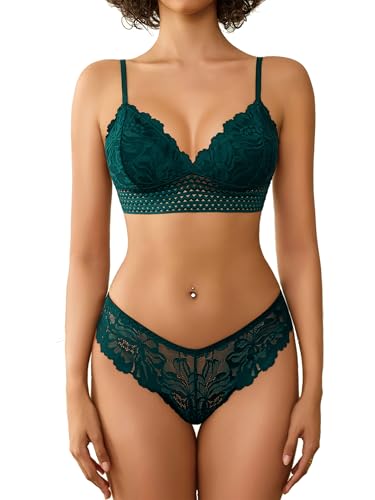 Image of Avidlove Lingerie Set for Women Sexy Lace Bra and Panty Sets 2 Piece Lace Bralette Set