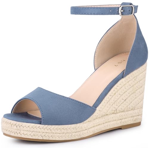Allegra K Women's Espadrille Platform Ankle Strap Wedge Heel Sandals