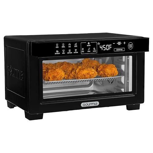 Image of Gourmia Toaster Oven Digital Air Fryer - Convection Mode with 4 Slice Capacity, 3 Rack Positions, 12 Presets, Toast, Bagel, Bake, Roast, Broil, Dehydrate, Popcorn, Fits 9" Pizza, Black