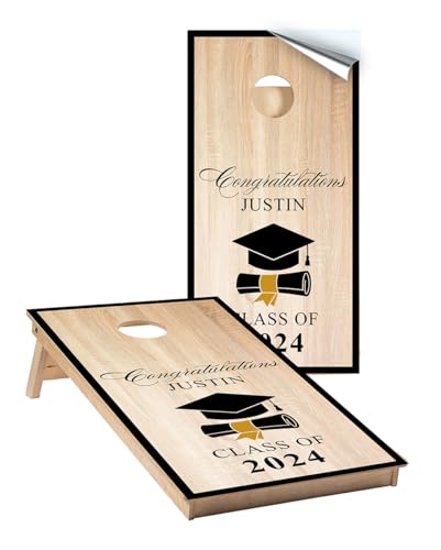 Cornhole Board Wraps #740 Customized Graduation - Personalized Graduation Cornhole Graphic Decals - Includes Application Squeegee - Set of (2) 25