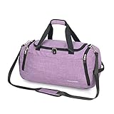 sports gym bag with wet bag shoes compartment travel duffel diaper bag single shoulder cross body 42l durable waterproof with combination lock light purple 