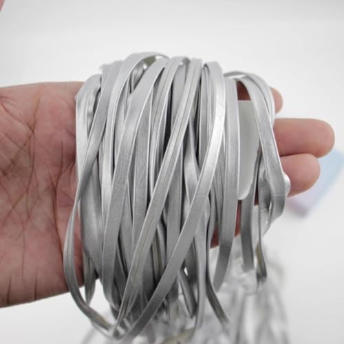 YJIUYUANQ (Silver) 10M/Pieces 5MM Width PU Leather Cord Leather Strap Sewing Ribbon for DIY Handmade Jewelry Sewing Accessories Clothing bel