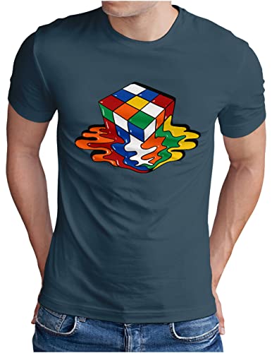 T-shirt OM3 Magic Cube Puzzle Homme Nerd Game Rétro Vintage taille 4XL denim