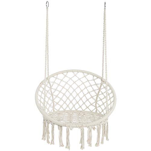 YAFF Hammock Chair Macrame Swing Max 330 Lbs Hanging Cotton Rope Hammock Swing Chair for Indoor and Outdoor-1623