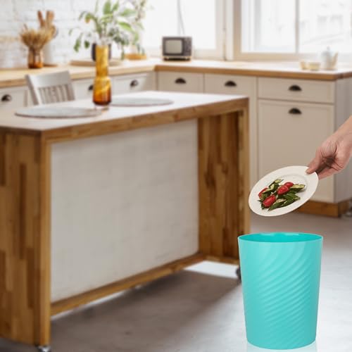 Image of UUJOLY Plastic Small Bathroom Trash Can Wastebasket Garbage Can, Light Blue