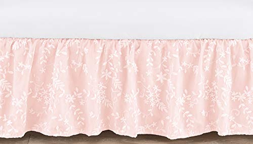 Pink floral lace baby crib bed skirt