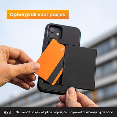 R2B iPhone 16 Hoesje met Pasjeshouder â TPU Siliconen Telefoonhoesje met Kaarthouder â Wallet Case Apple iPhone 16 â Beschermhoes Smartphone â Zwart - Afbeelding 3