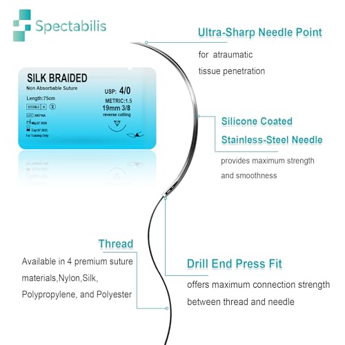 Spectabilis Suture Thread and Needle Set for Medical Students (32 Mixed) - Practice Surgical Kit, Kit De Sutura Completo Profesional, Suturas Quirurgicas Veterinary Use