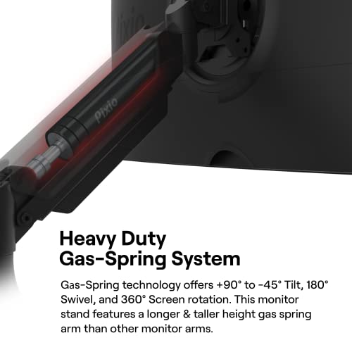 Image of Pixio PS2S Ultrawide Heavy-Duty Premium Single Monitor Arm Stand Desk Mount - Fits up to 49 inches Monitors, Weights up to 39lbs Flat / 31lbs Curved, Compatible with VESA 75x75mm 100x100mm