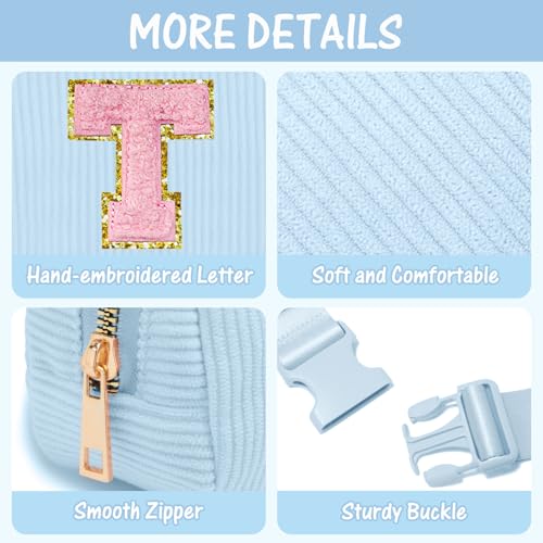 Image of Gitus Birthday Gifts for 10 11 12 13 14 15 16 Year Old Girls Personalized Gifts for Women Initial Fanny Pack Crossbody Bag Belt Bag Cute Preppy Stuff for Teen Girls Teenage Girl Gifts (Icing Blue-T)