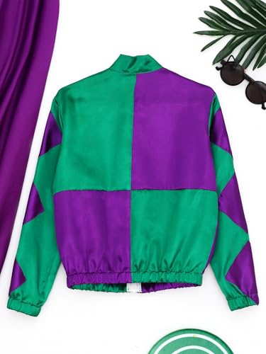 Girls Horse Riding Trainer Jacket Long Sleeve Color Contrast Zipper Coat Halloween Carnival Dress Up4