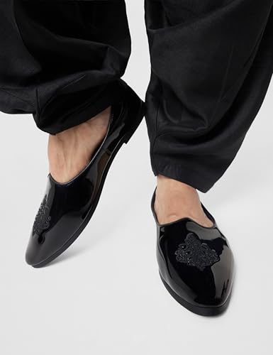 Image of Bata Mens JALSA Patent Blue Leather Mojari