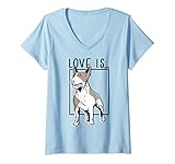 donna l'amore è... un bull terrier cane meme maglietta con collo a v