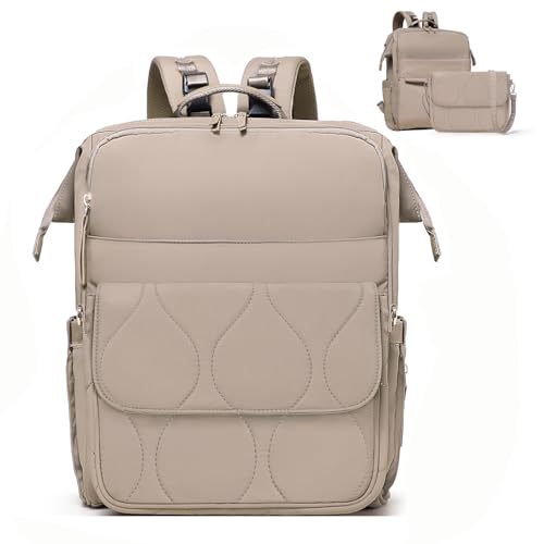 Image of miss fong Diaper Bag Backpack - Baby Diaper Bag Travel Diaper Backpack with Diaper Changing Pad Large Capacity Baby Backpack Pañaleras Para Bebe with 12 Pockets for Mom & Dad -Khaki