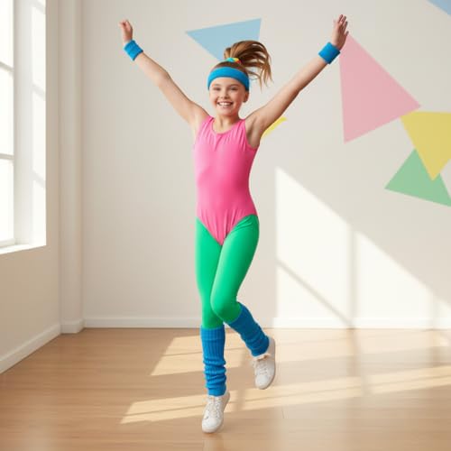 Disfraz para niñas inspiración 80s 90s fitness 5 piezas miniatura 7